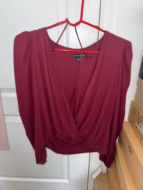 Women's Burgundy Long-Sleeve Blouse